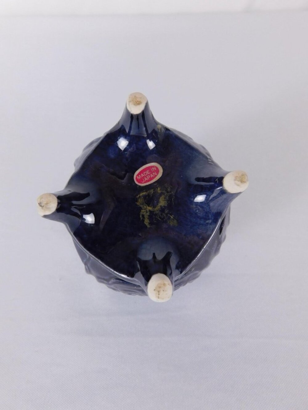 Vintage Blue Ceramic Floral Warmer Burner Small Footed Made In Japan Decor - Picture 6 of 8